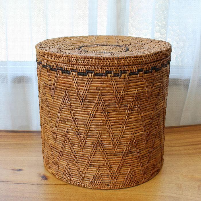 【アウトレット】バリ島 アタ アタ製品 ふた付き ラウンドBOX Φ30