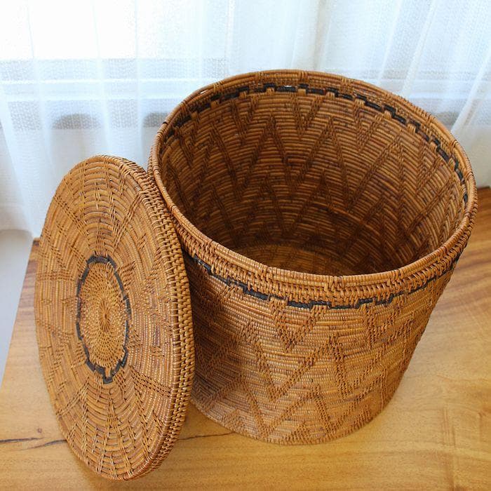 【アウトレット】バリ島 アタ アタ製品 ふた付き ラウンドBOX Φ30