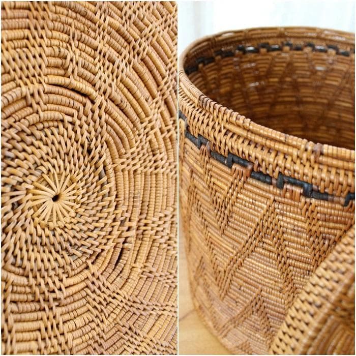 【アウトレット】バリ島 アタ アタ製品 ふた付き ラウンドBOX Φ30