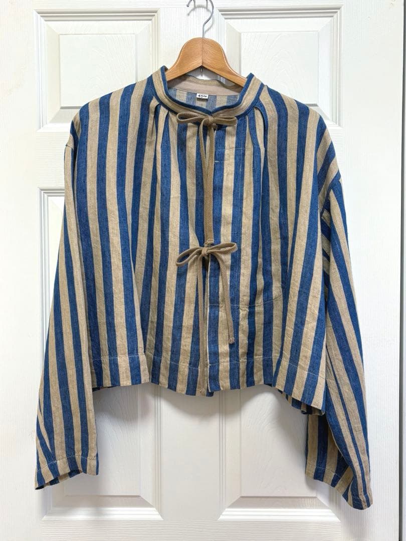 45R インドリネンのミリタリーボレロ　カーディガン　羽織り　完売品