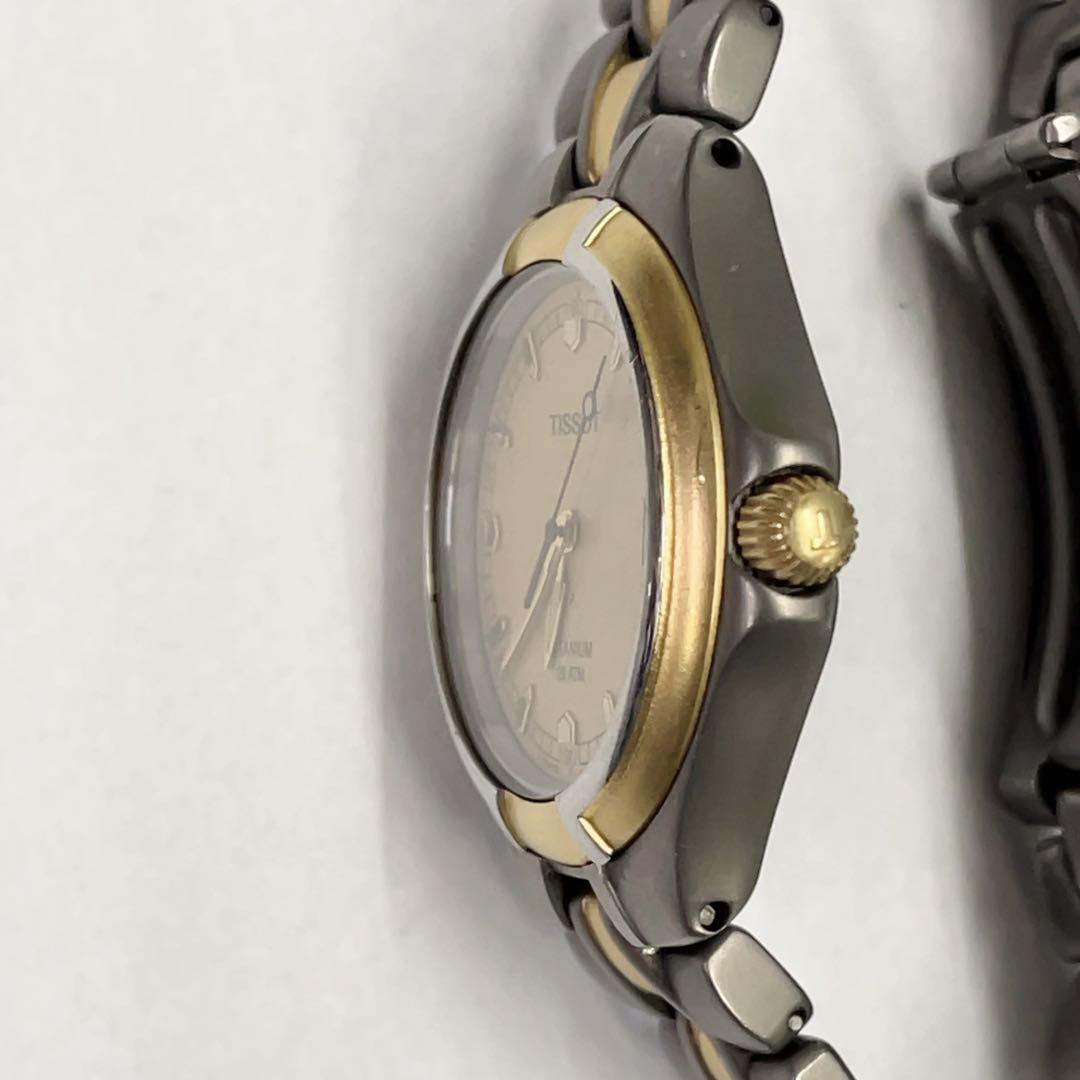 希少 TISSOT ティソ チタン デイト メンズ腕時計 ゴールド T660