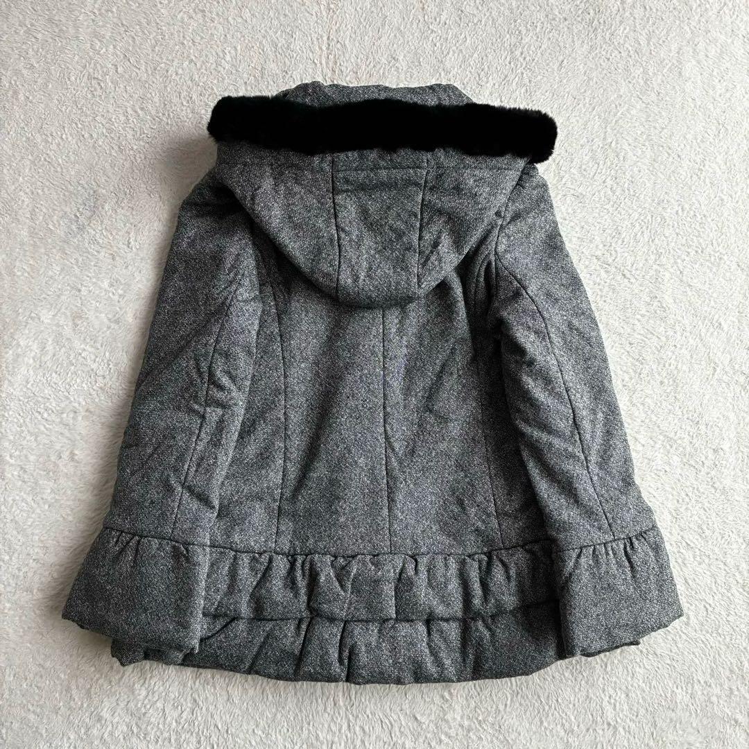 M'S GRACY 美品 レッキスファー フード付きフリルコート 38 黒