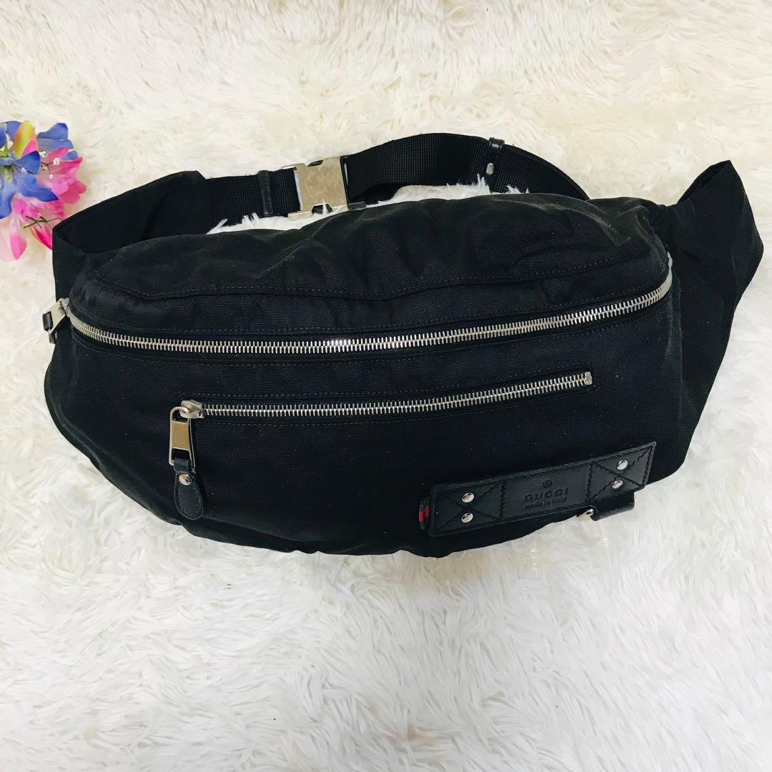 【極美品】グッチ ボディバッグ シェリーライン ナイロン ブラック