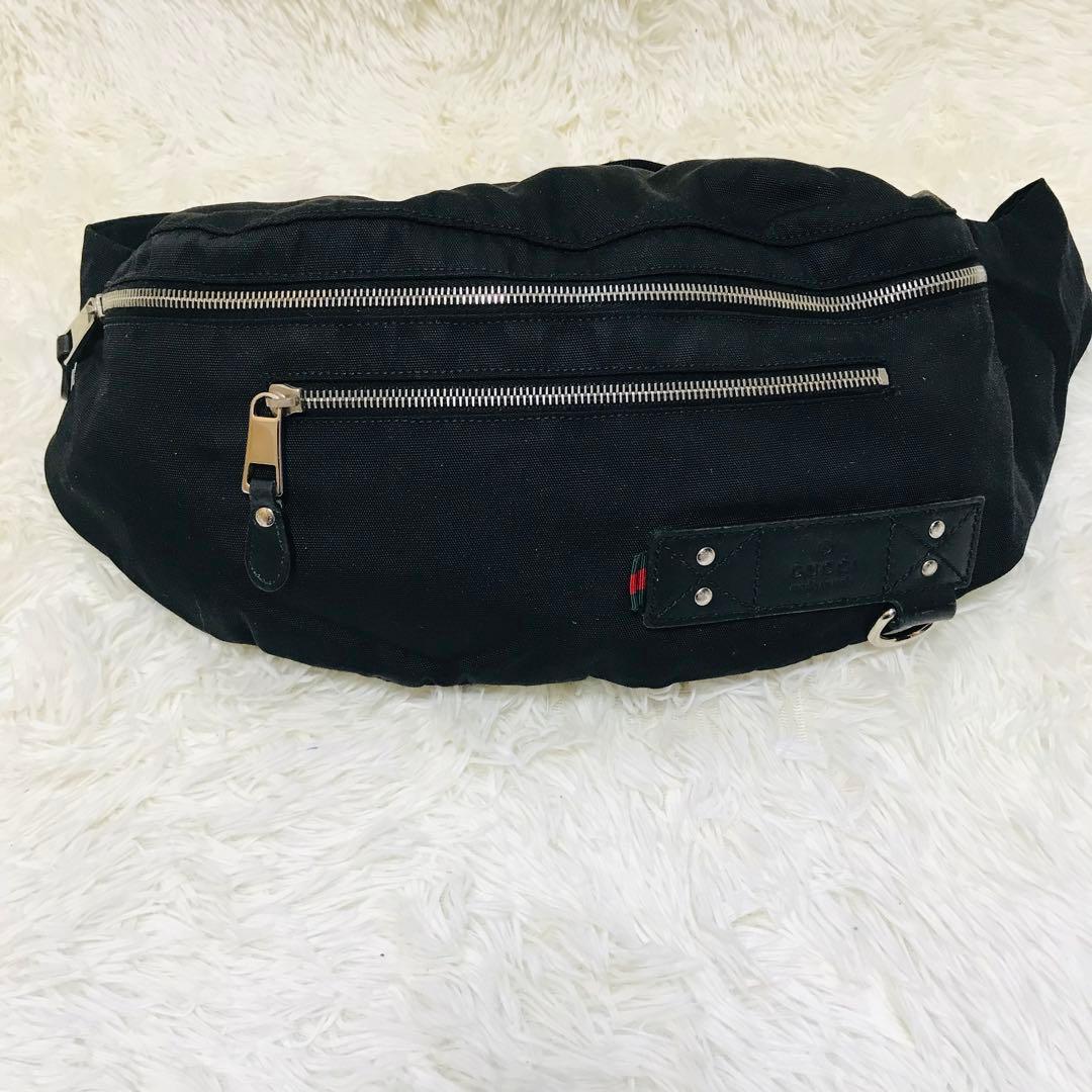 【極美品】グッチ ボディバッグ シェリーライン ナイロン ブラック