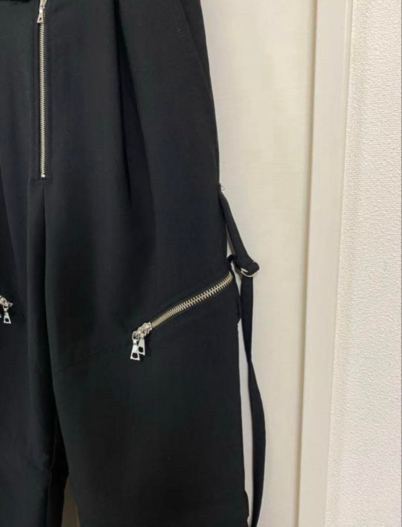 Maison special メニースラッシュテーパードパンツ　黒