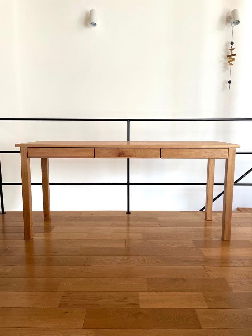 リビングデスク　勉強机　パソコンデスク　無垢材