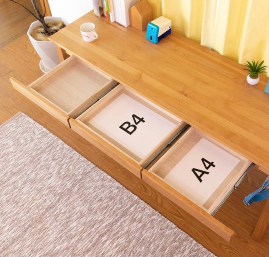 リビングデスク　勉強机　パソコンデスク　無垢材