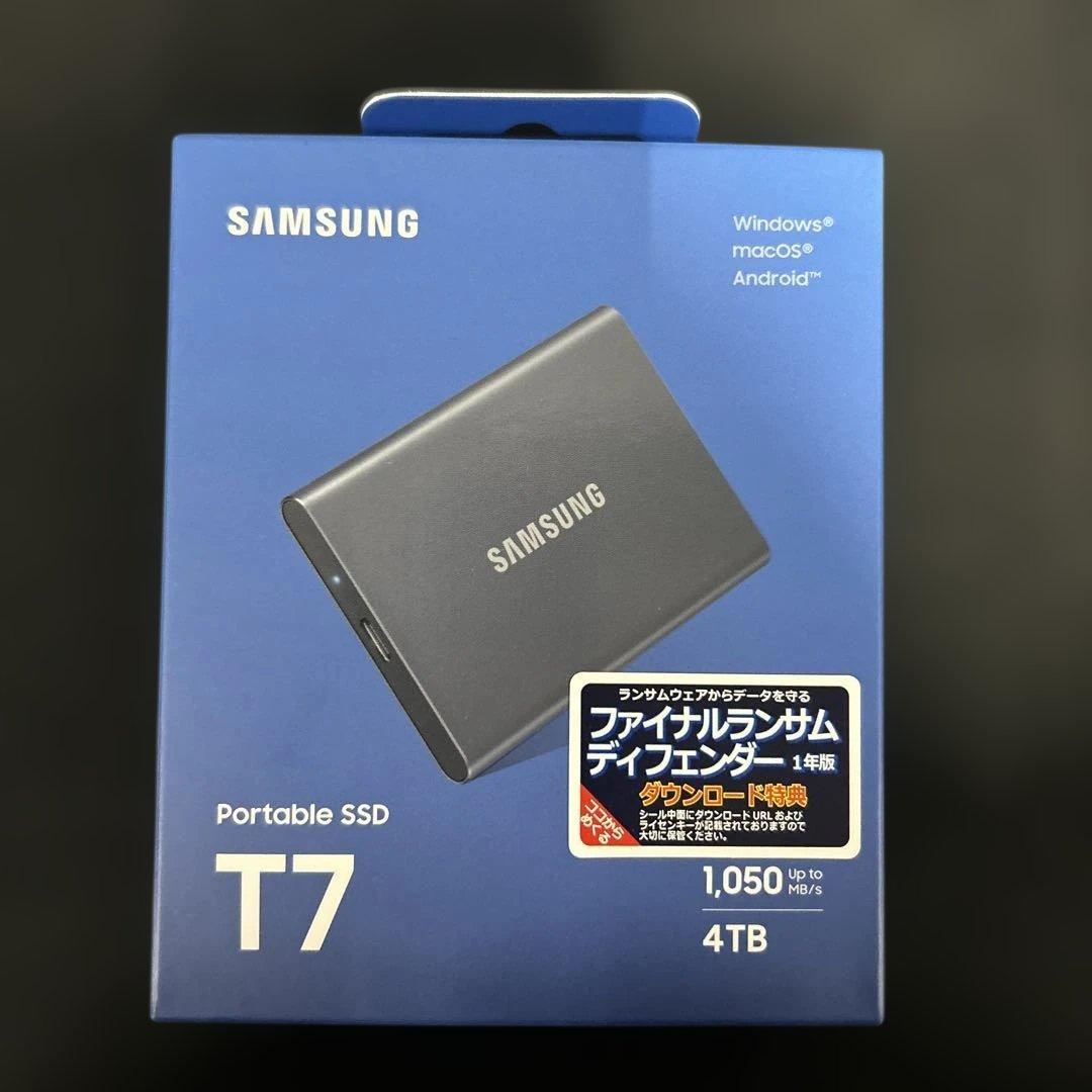 Samsung T7 4TB 外付けSSD 最大転送速度1,050MB/秒