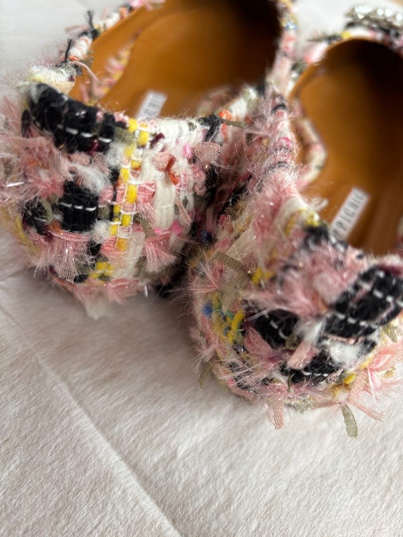 PIPPICHICツイードフラットパンプスピンク　24cm サイズ38ほぼ新品