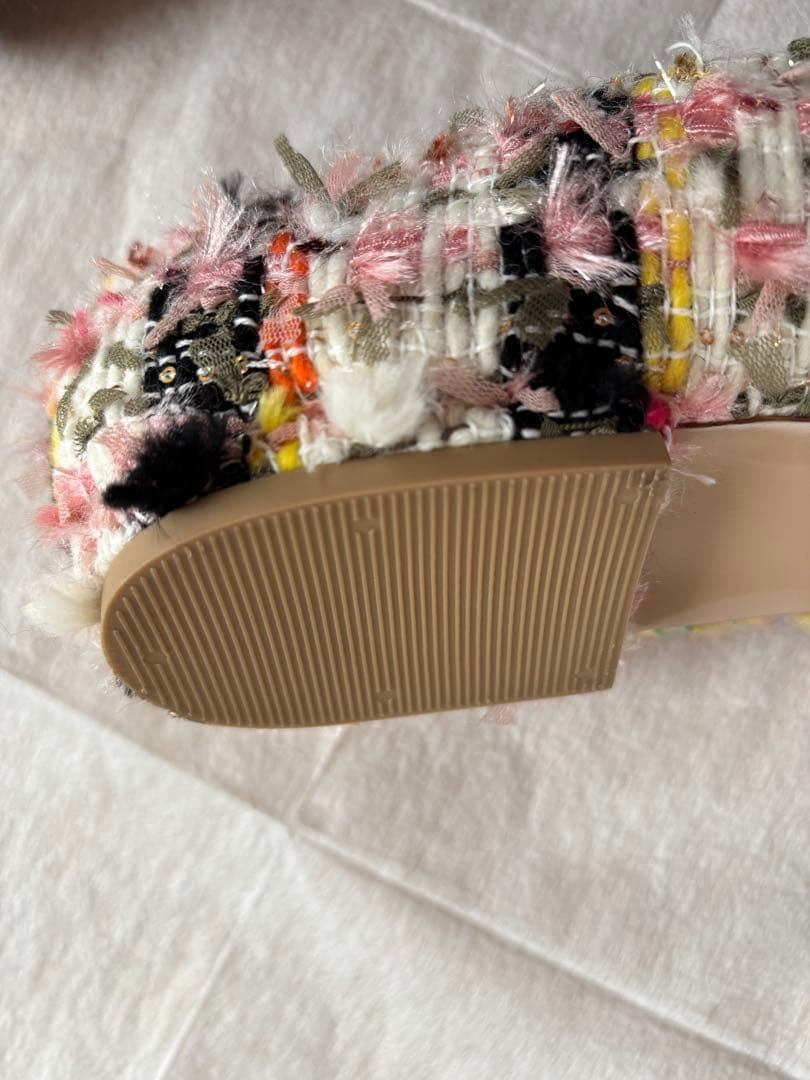 PIPPICHICツイードフラットパンプスピンク　24cm サイズ38ほぼ新品