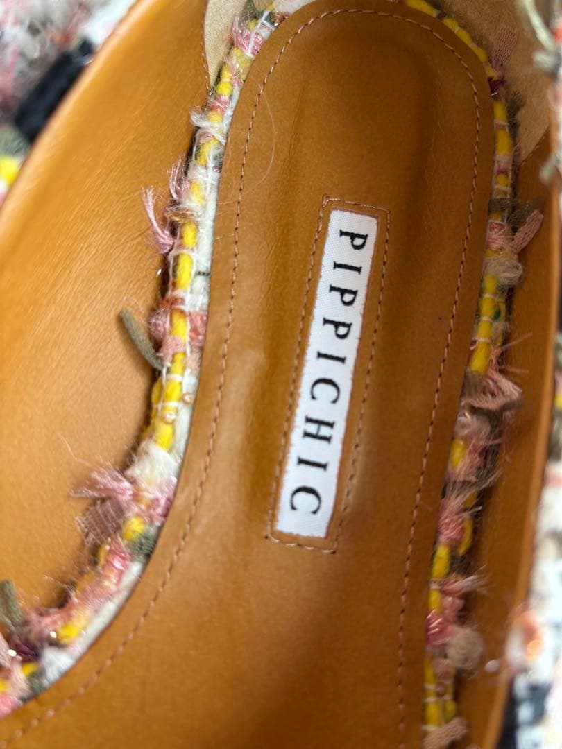 PIPPICHICツイードフラットパンプスピンク　24cm サイズ38ほぼ新品