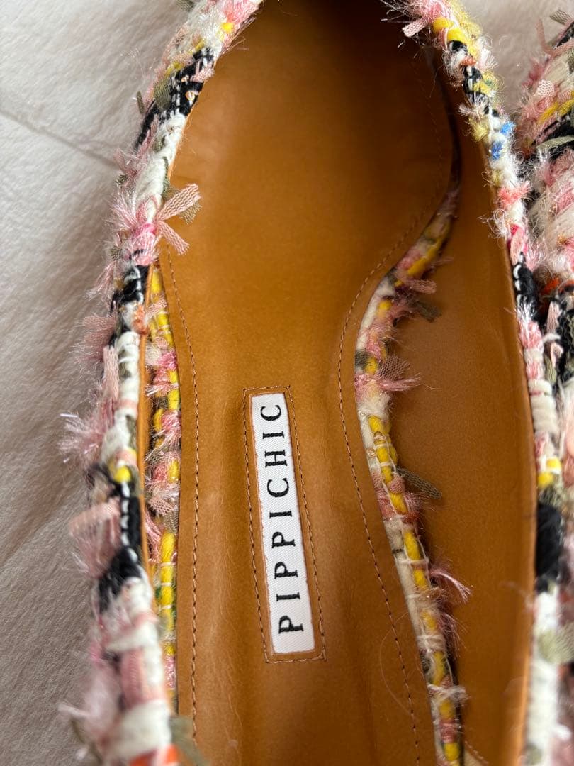 PIPPICHICツイードフラットパンプスピンク　24cm サイズ38ほぼ新品