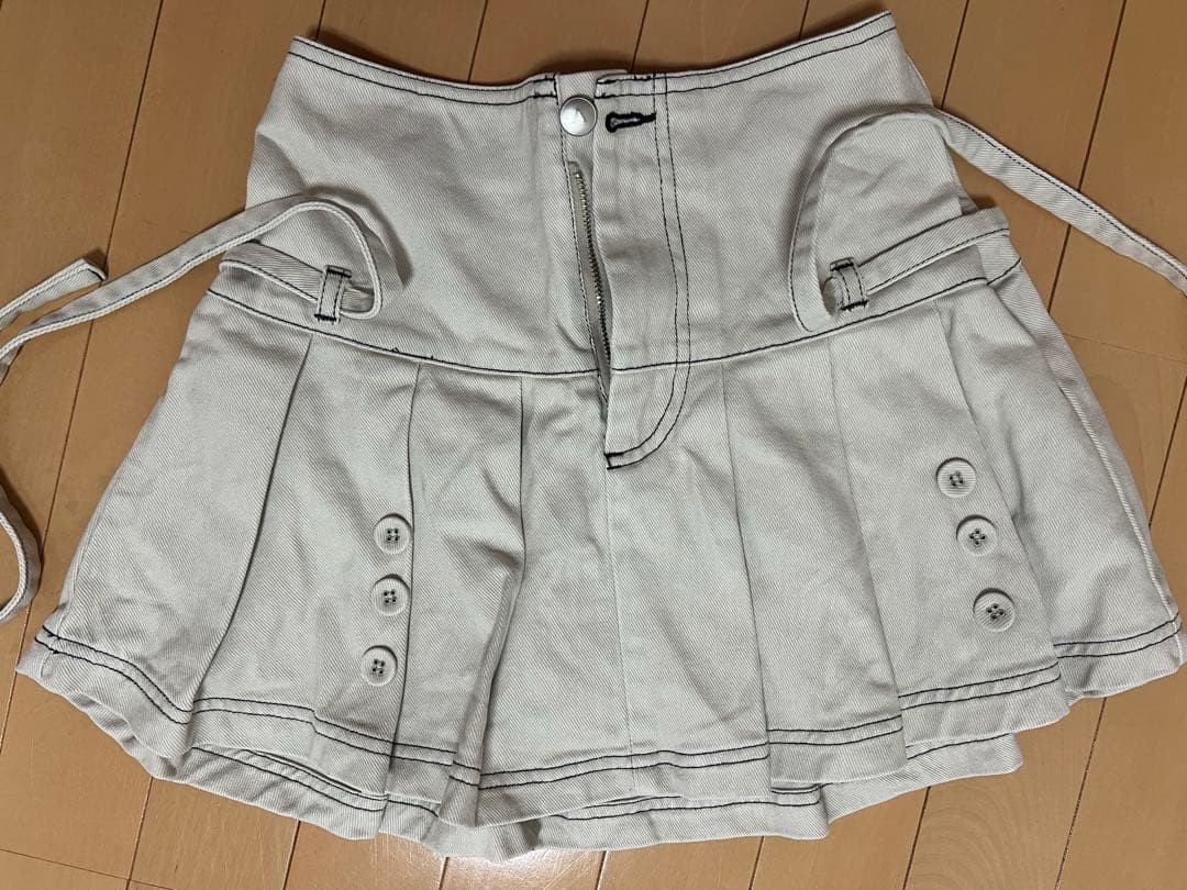 スカート andmary Kika button mini skirt beige S