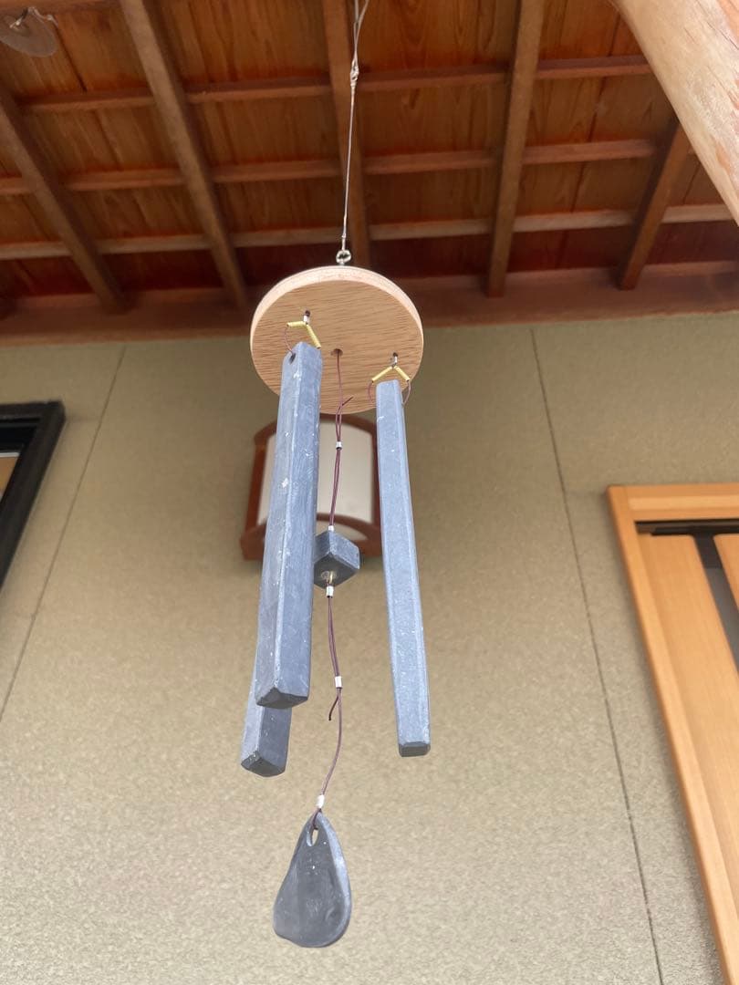 サヌカイト手作り風鈴(中) 磬石　カンカン石　原石　　ウインドチャイム1