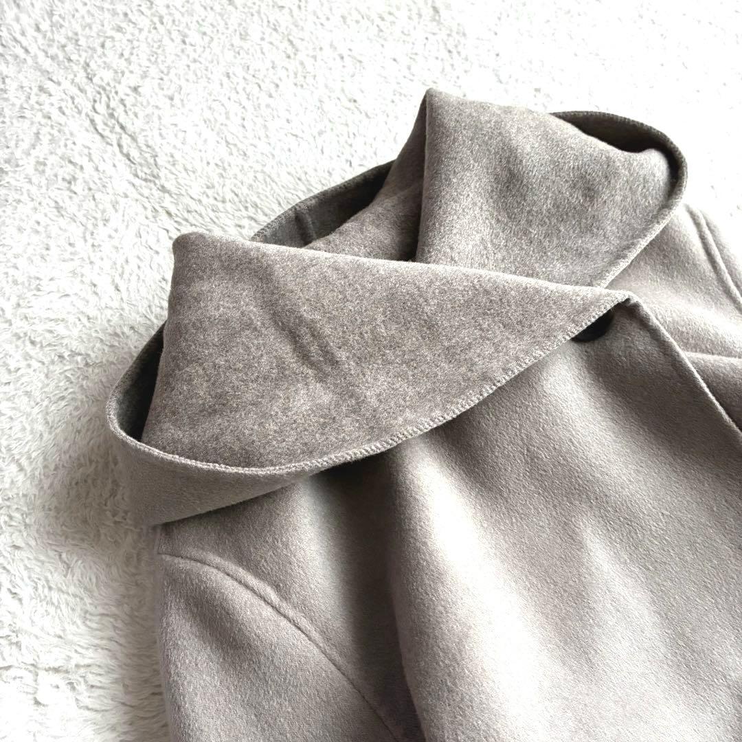 23区 アンゴラ混ソフトウールリバーコート 38 フーデッドコート 軽量