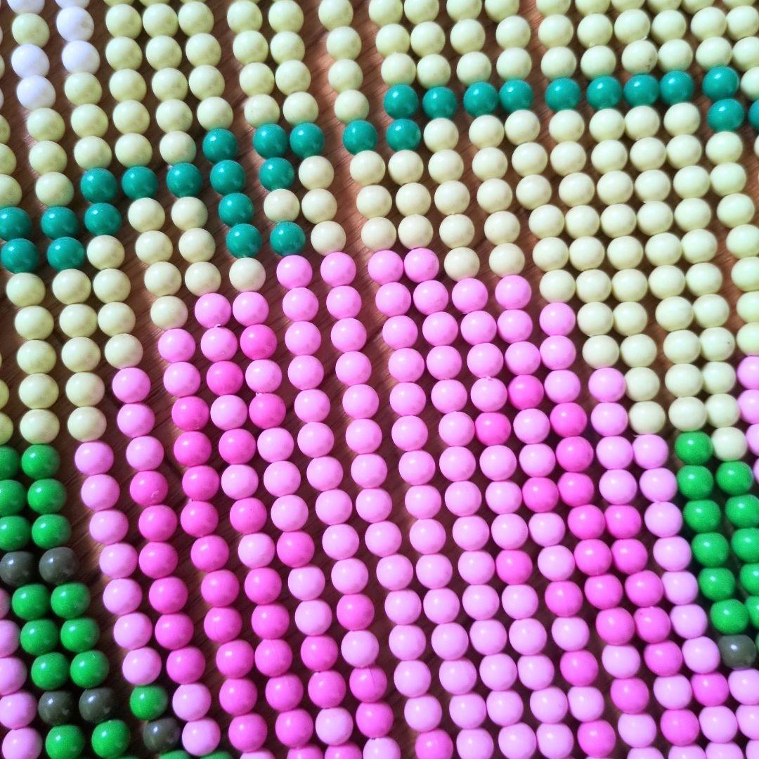 昭和レトロ 珠のれん 珠暖簾 花柄 のれん ハンドメイド レトロポップ 玉のれん