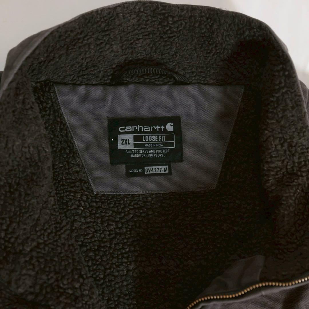 カーハート ダックベスト 企業ロゴ 裏ボア 2XL ビンテージ フェード 色落ち