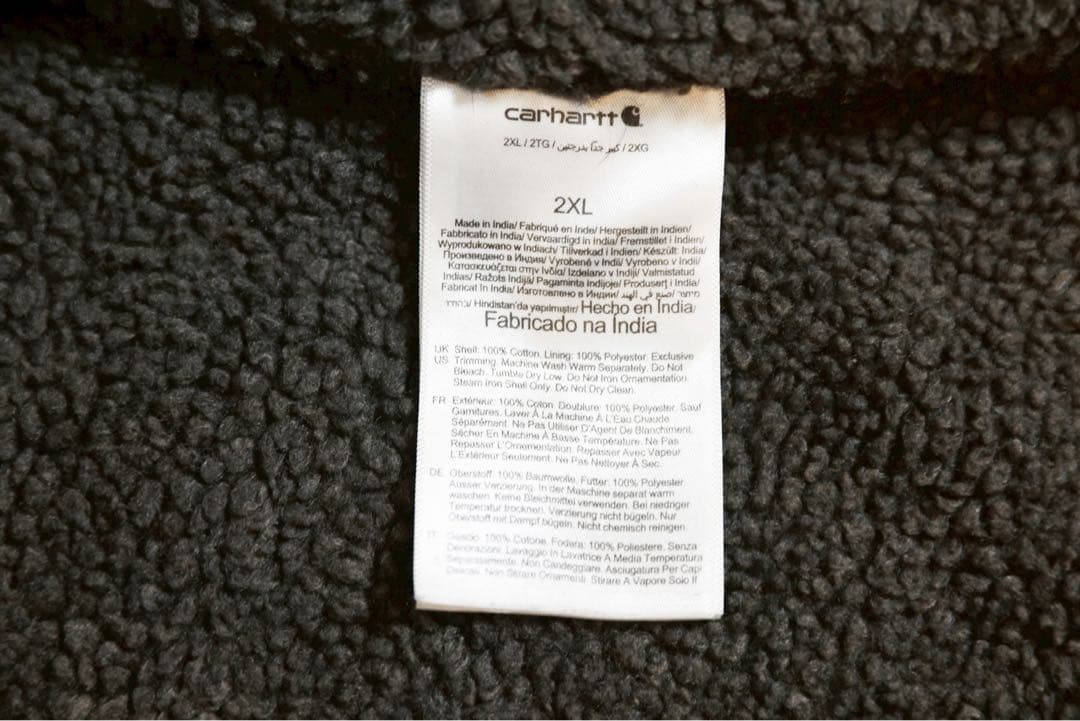 カーハート ダックベスト 企業ロゴ 裏ボア 2XL ビンテージ フェード 色落ち