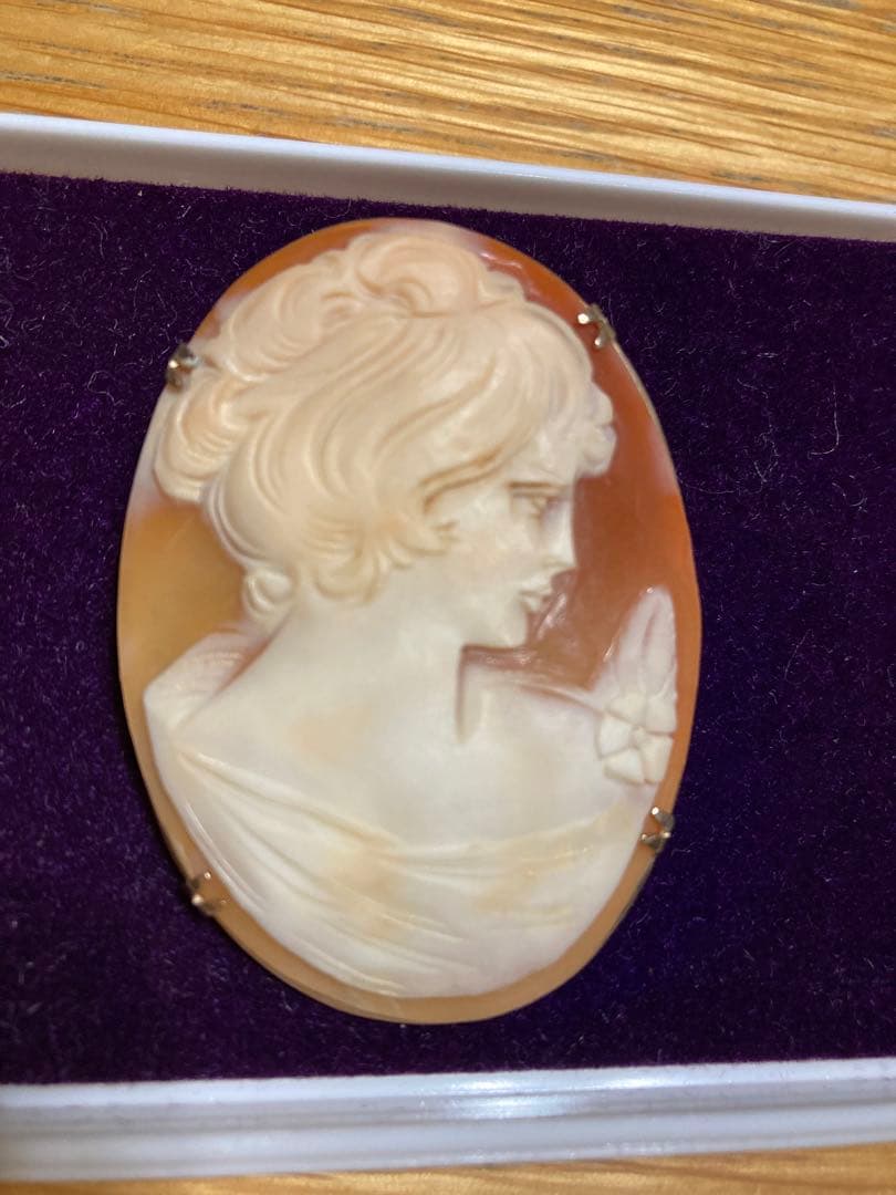 天然シェルカメオ アンティーク プローチ　ペンダント