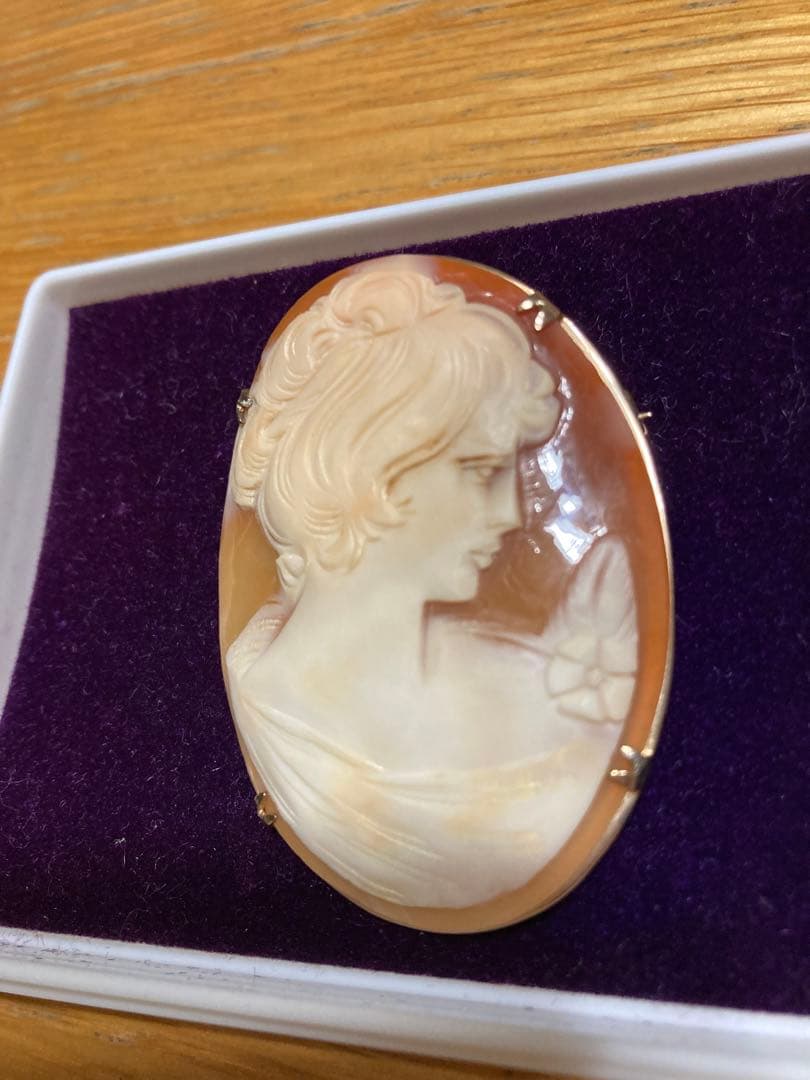 天然シェルカメオ アンティーク プローチ　ペンダント