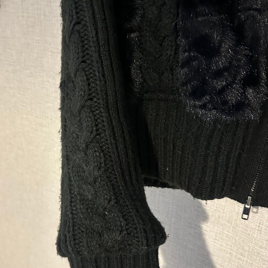 laguagem CABLE KNIT FAUX FUR ブルゾン