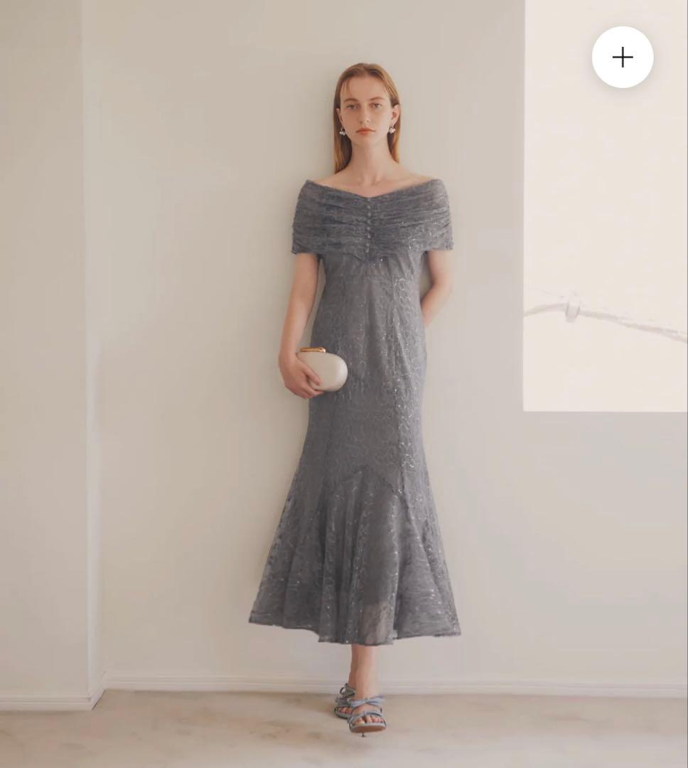 2WAYレース花柄オフショルダーマーメイドワンピースドレス