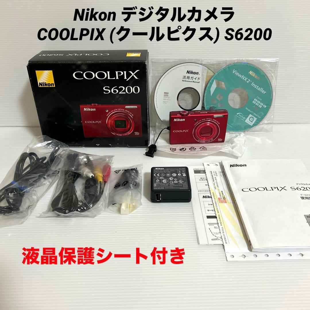 Nikon COOLPIX S6200 ブリリアントレッド　液晶保護シート付き