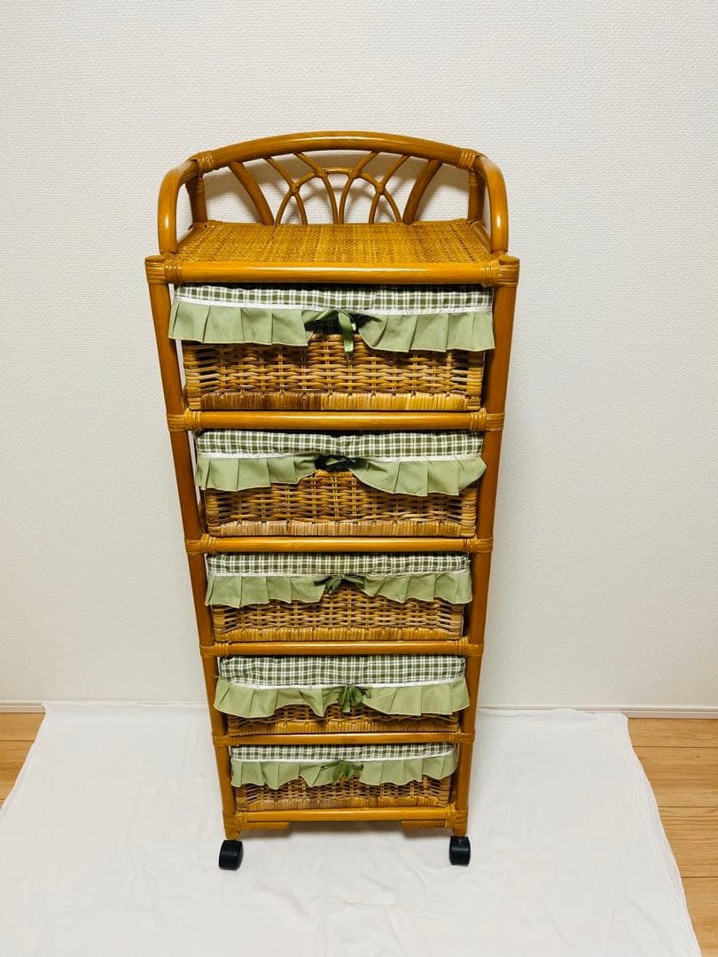 今だけ希望金額で購入可能❗️ラタン 籐家具 アンティーク 五段 チェスト 箪笥