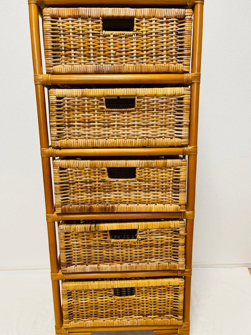 今だけ希望金額で購入可能❗️ラタン 籐家具 アンティーク 五段 チェスト 箪笥