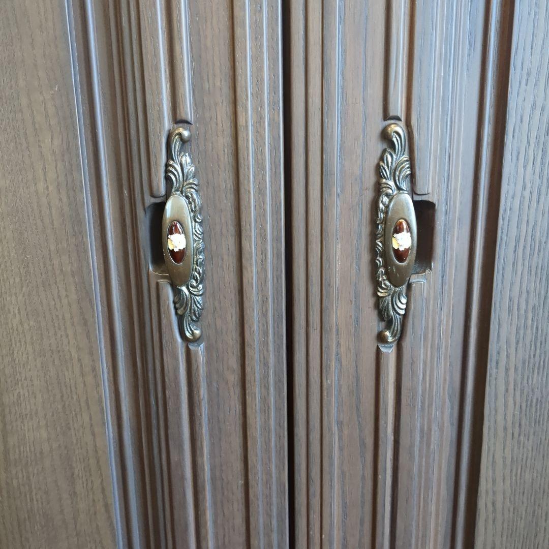 【BULL ROSE】和ダンス 七宝焼装飾取っ手 薔薇柄と多重框彫刻