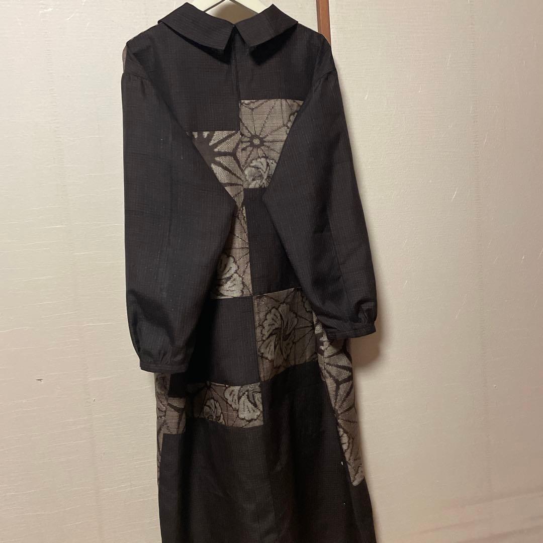 新春　お値下げ　泥大島と小格子紬のワンピース