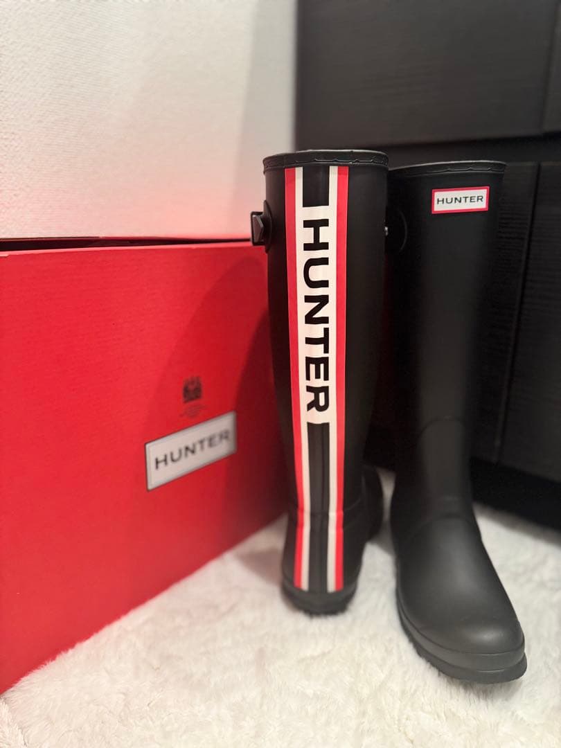 【新品未使用】HUNTER トールハンター トリカラーロゴバックストラップブーツ
