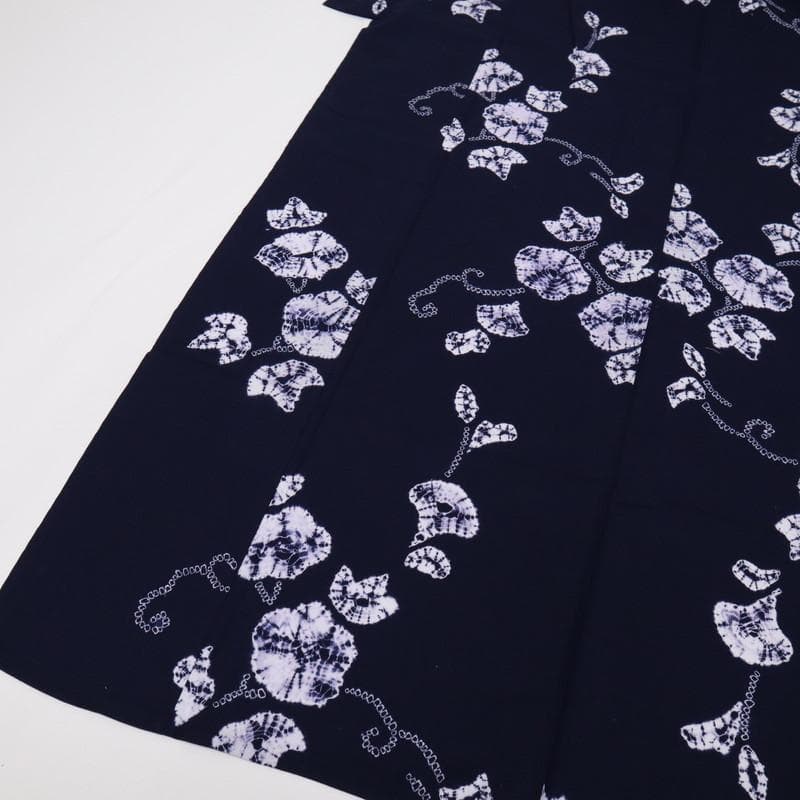 《新品◆しぼり＊浴衣■長尺◆あじさいの花模様◆濃紺◆木綿着物◆UA8-14》