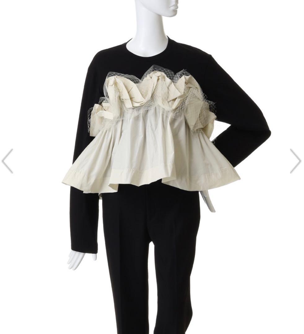 maison special⚫︎Mixed Fabric Frill Tops