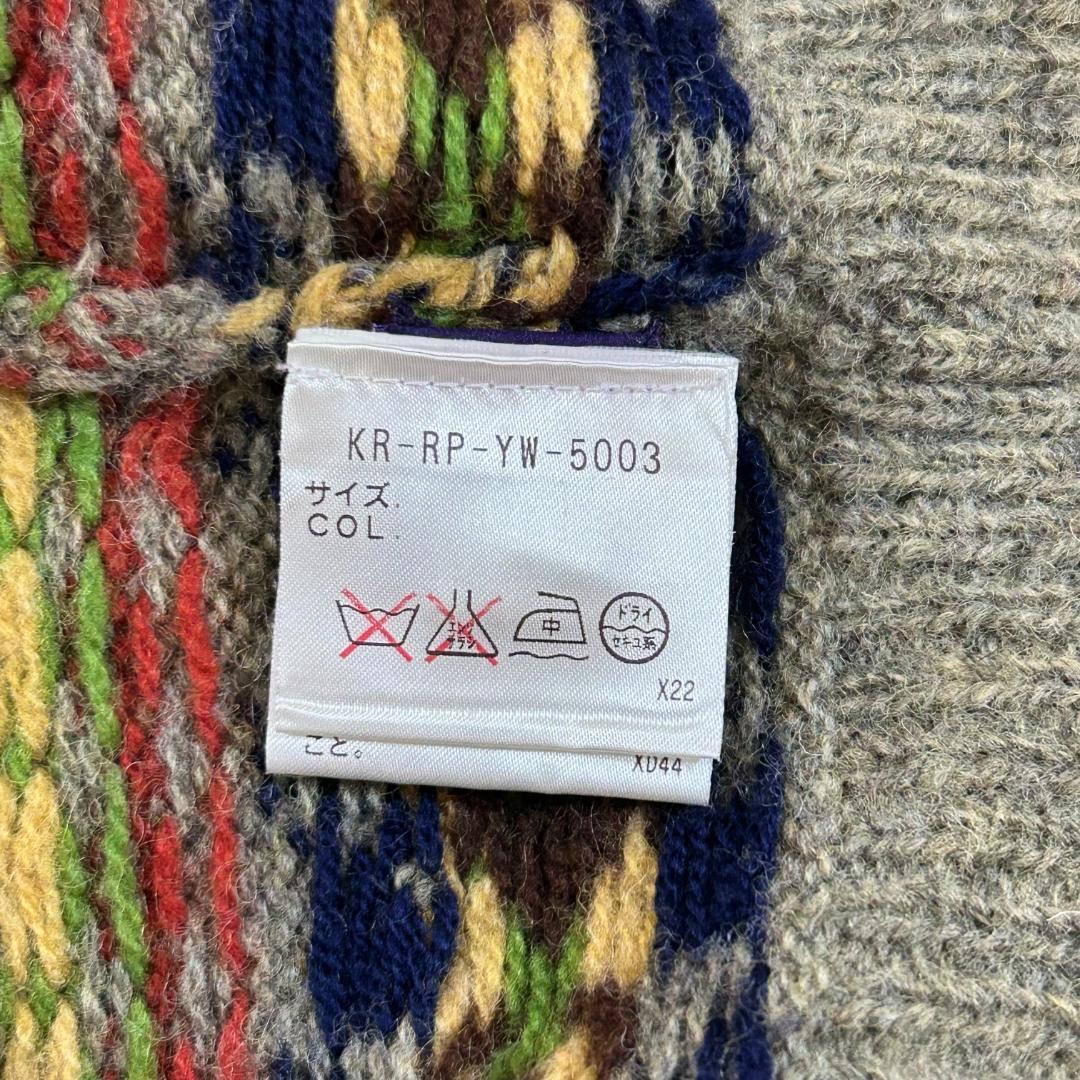 人気　ラルフローレン　パープルレーベル　ニットベスト　総柄　ハンドニット　M