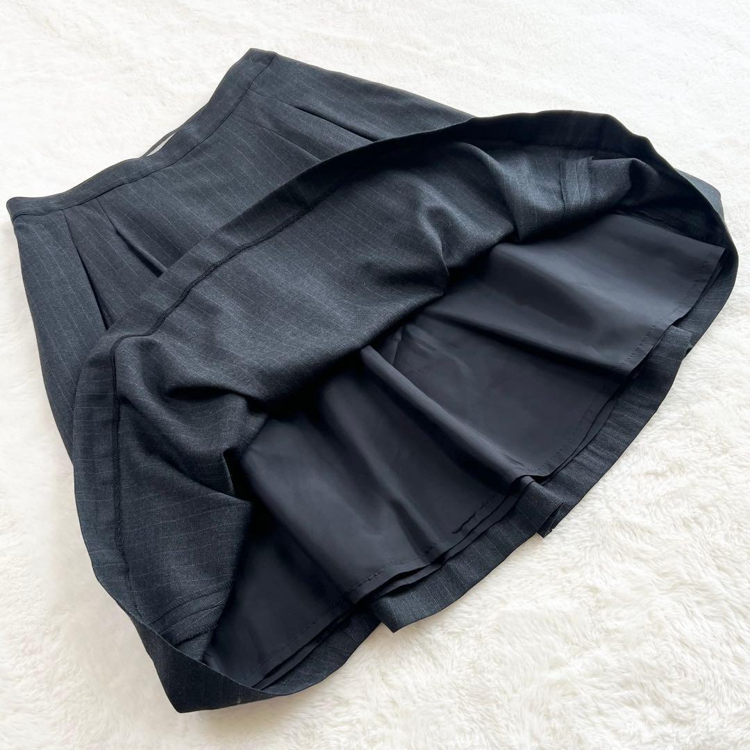 【マーガレットハウエル】ウールスカートスーツセットアップ☆ストライプ☆グレー☆M