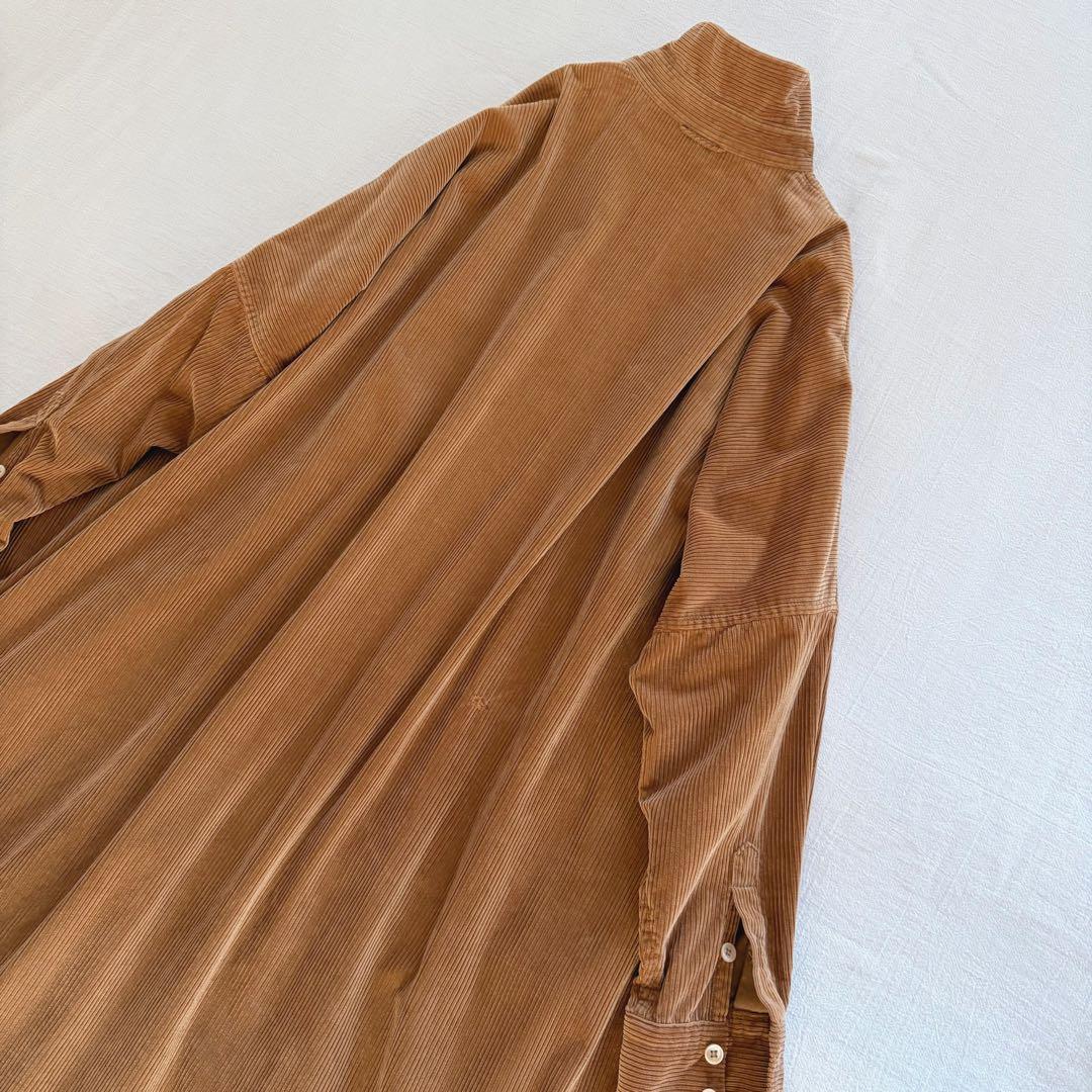 45R ▲∴☻ シャツコーデュロイのビッグシャツドレス ワンピース 定価5.3万