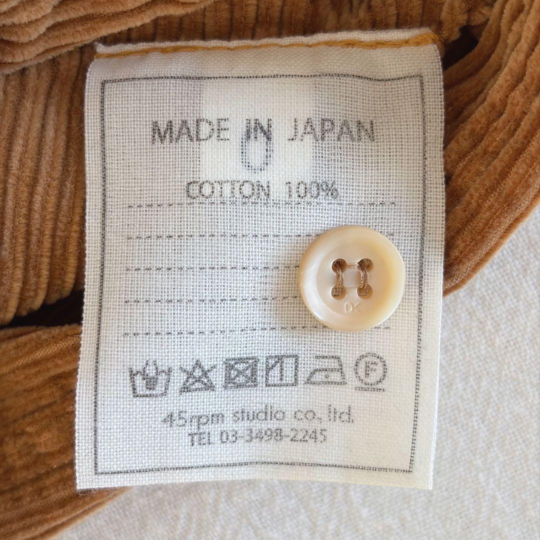 45R ▲∴☻ シャツコーデュロイのビッグシャツドレス ワンピース 定価5.3万