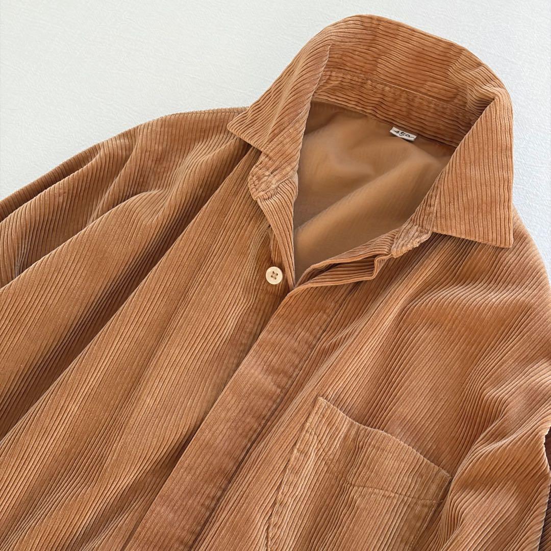 45R ▲∴☻ シャツコーデュロイのビッグシャツドレス ワンピース 定価5.3万