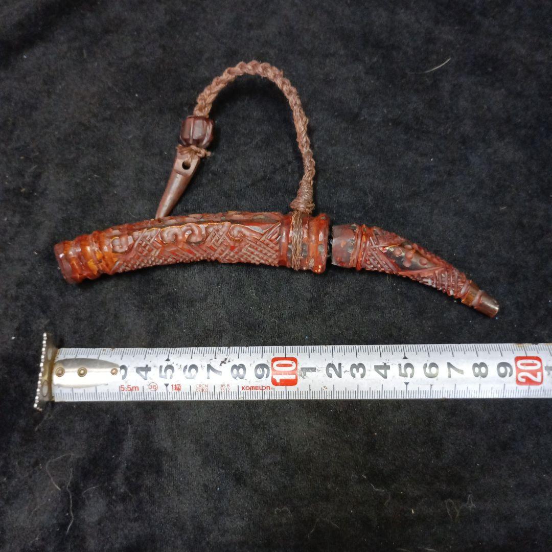 アイヌ　マキリ　メノコ　伝統的鹿骨彫刻製