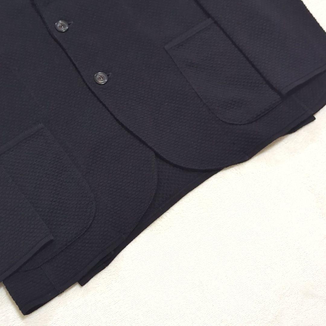 極美品 希少XL 近年 LARDINI エンボスニット テーラードジャケット 黒