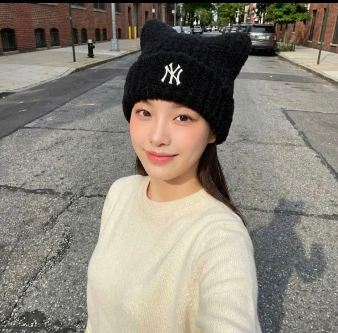 【新品未使用】MLB 猫耳ビーニー aespa カリナ着用 ニット帽