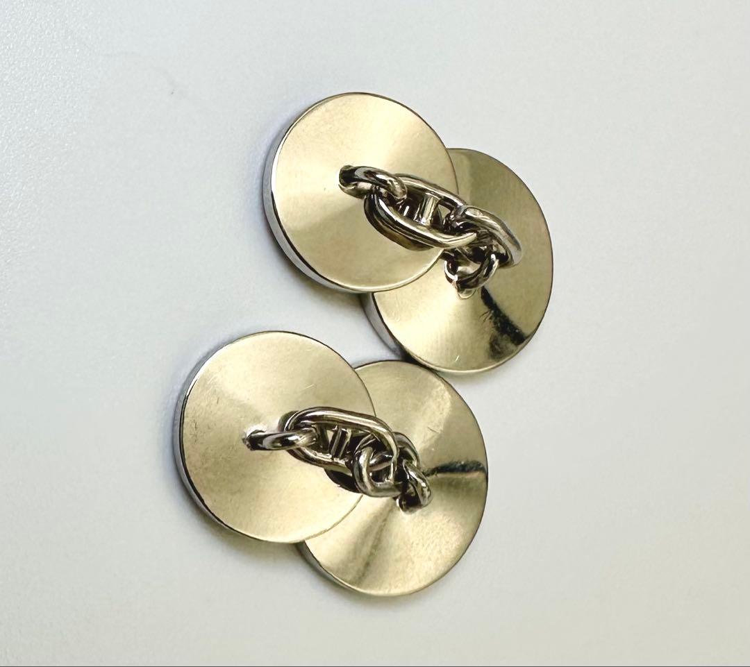 HERMES カフス　セリエ　シェーヌダングル　オレンジ　シルバー　エルメス