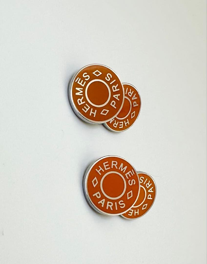 HERMES カフス　セリエ　シェーヌダングル　オレンジ　シルバー　エルメス