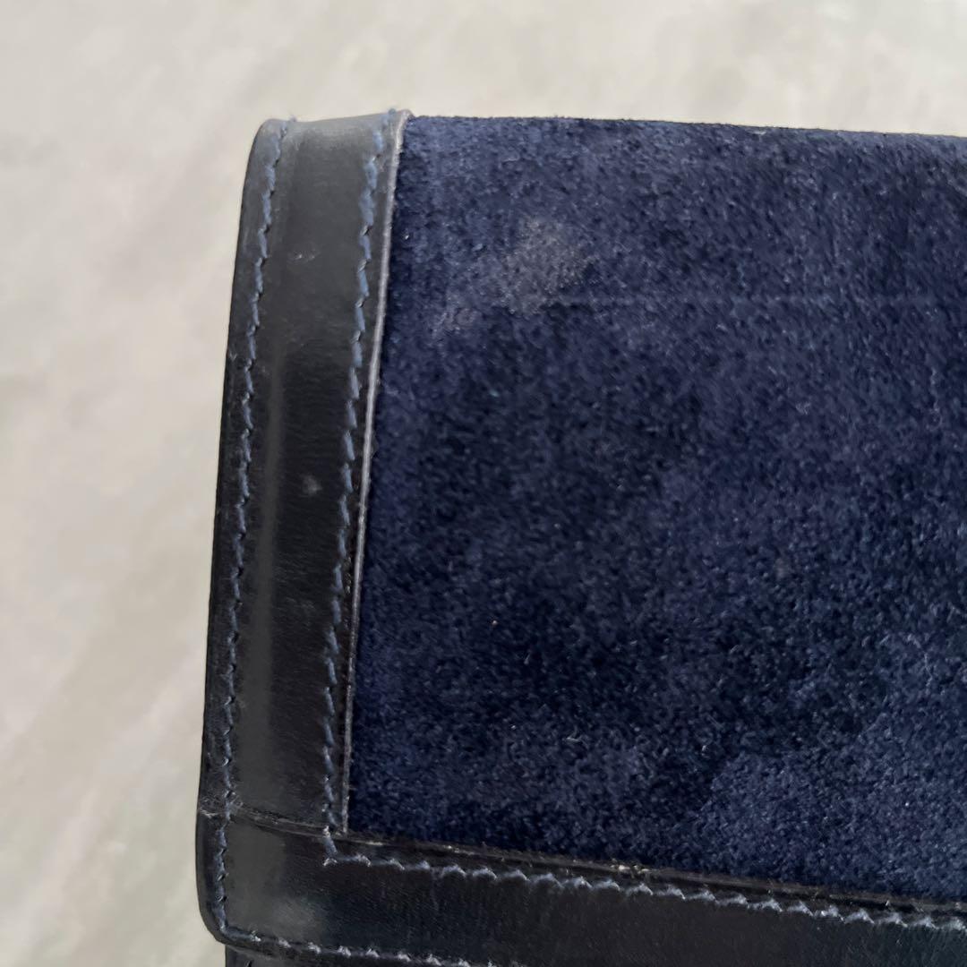 GUCCI スエード　シェリーラインセカンドバック　クラッチバック　ネイビー