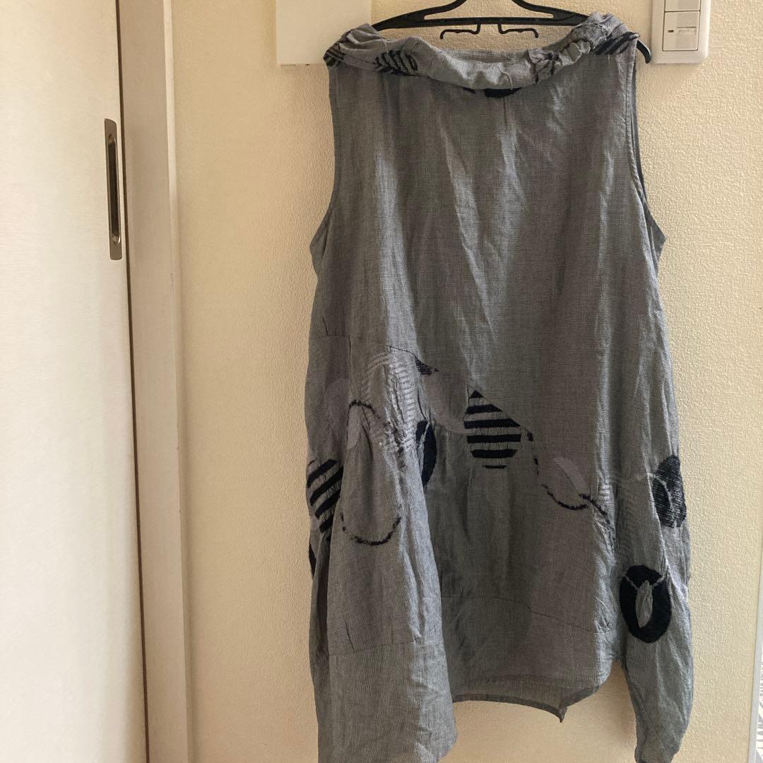 センソユニコ慈雨ノースリーブチュニック サイズ40 グレーブラック