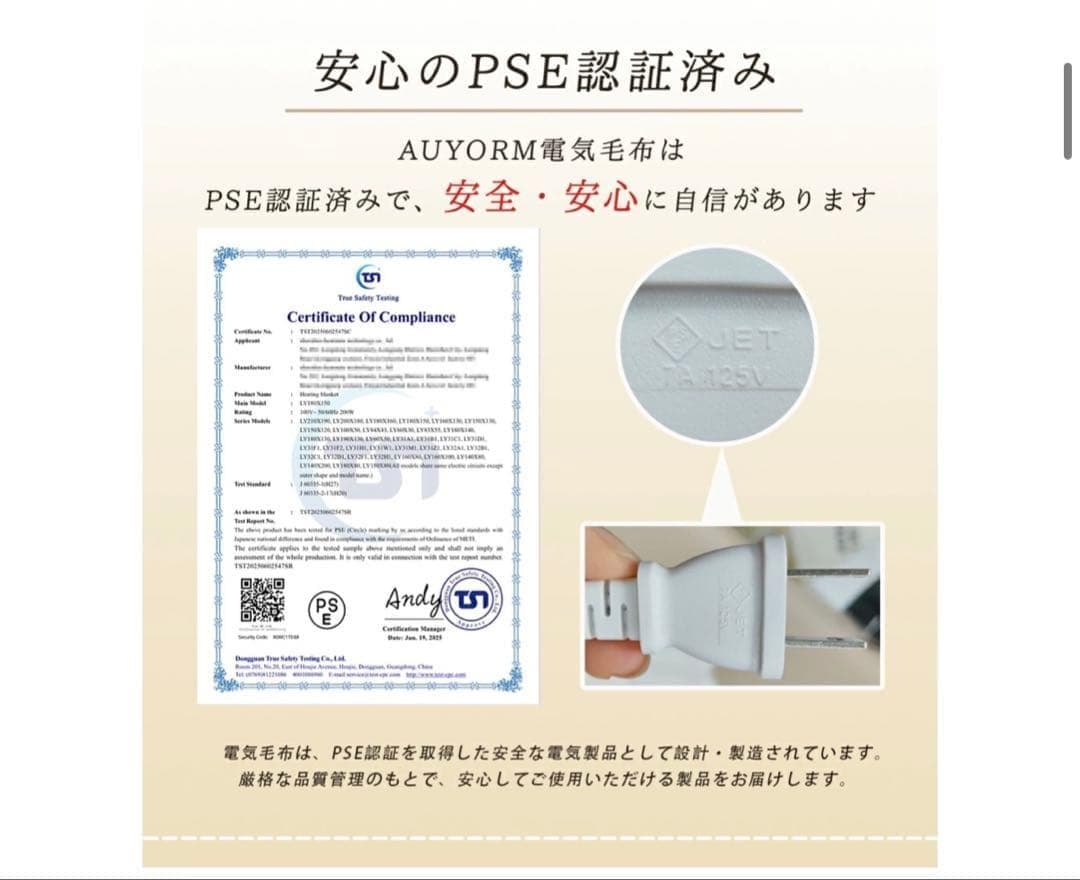 ✨限定1点✨　電気毛布　190×130cm 大判サイズ　ホワイト