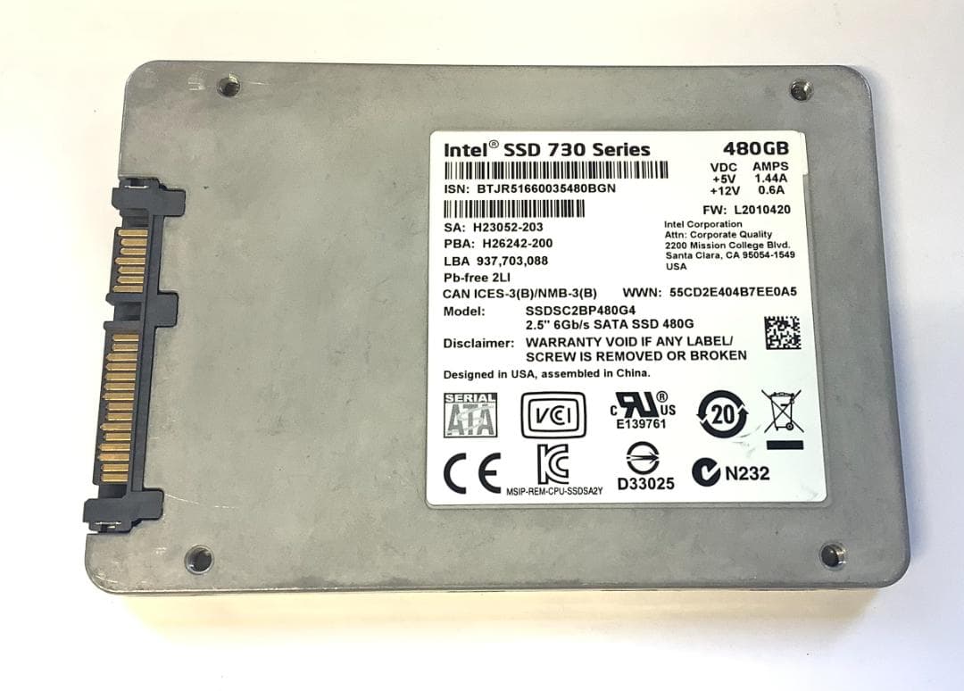 ②-WA430 Intel SATA 480GB 2.5インチ SSD 1点