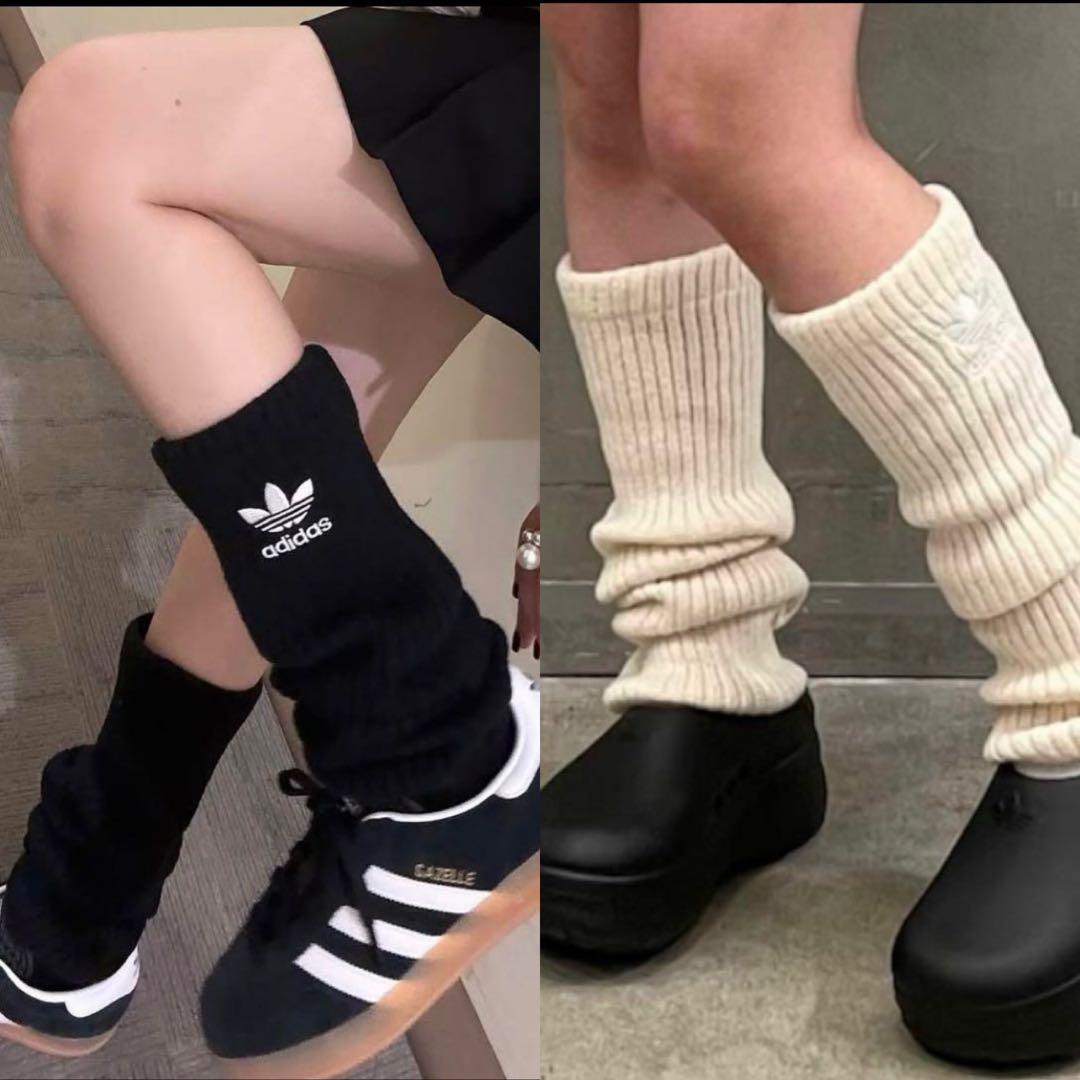 adidas レッグウォーマー 2点セット 黒 白