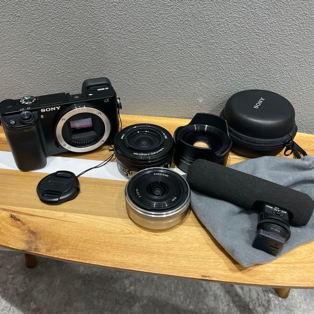 sony α6000 ミラーレス一眼 ズームレンズ ワイドコンバータ ガンマイク
